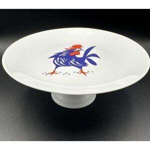 Vintage Rooster Cake Stand Farmhouse Country Pedestal Plate Naaman 9”